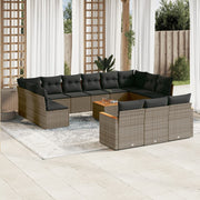 Loungeset 14-delig poly rattan grijs