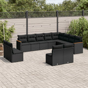 Loungeset 12-delig poly rattan zwart