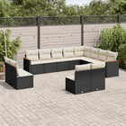 Loungeset poly rattan 12-delig zwart