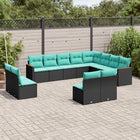 12-piece garden lounge set with cushions black poly rattan