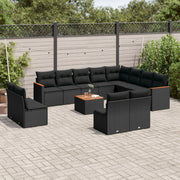 Loungeset 13-delig poly rattan zwart