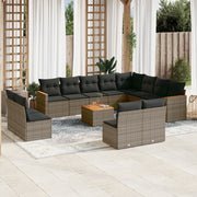 Loungeset 13-delig poly rattan grijs