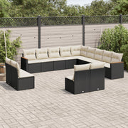 Loungeset 13-delig poly rattan zwart