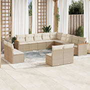 Loungeset poly rattan 13-delig beige