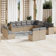 Loungeset 13-delig poly rattan gemengd beige