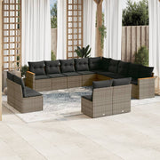 Loungeset 13-delig poly rattan grijs