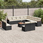 14-piece Lounge Set with Cushions, Polyrattan Black