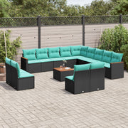 Tuinbankset 14-delig polyrotan zwart acaciahout