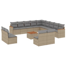 14-Delige Loungeset Met Kussens Poly Rattan Gemengd Beige
