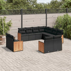 11-Delige Loungeset Met Kussens Poly Rattan Zwart