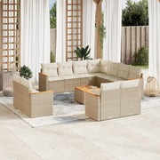 Loungeset 12-delig poly rattan beige