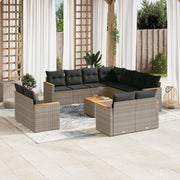 Loungeset 12-delig poly rattan grijs