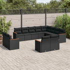 12-piece lounge set with cushions poly rattan black