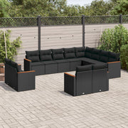 Loungeset 12-delig poly rattan zwart