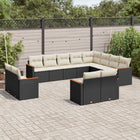 12-piece lounge set with cushions poly rattan black