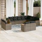 12-piece lounge set with cushions poly rattan grey