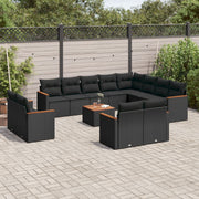 Loungeset 13-delig poly rattan zwart