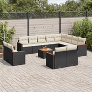 Loungeset poly rattan 13-delig zwart