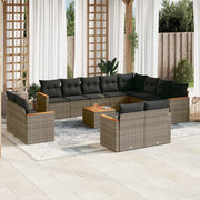 Loungeset 13-delig poly rattan grijs