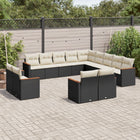 13-Delige Loungeset Met Kussens Poly Rattan Zwart