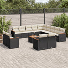 Loungeset 14-delig poly rattan zwart