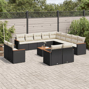 Loungeset 14-delig poly rattan zwart