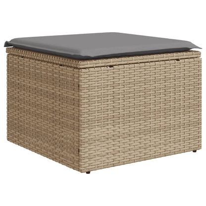9-Delige Loungeset Met Kussens Poly Rattan Gemengd Beige