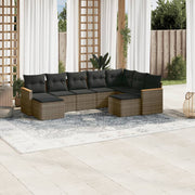 Loungeset 9-delig poly rattan grijs