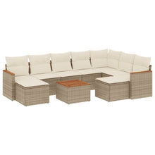 10-Delige Loungeset Met Kussens Poly Rattan Beige