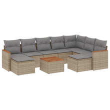 10-Delige Loungeset Met Kussens Poly Rattan Gemengd Beige