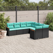 Tuinbankset 8-delig polyrotan zwart