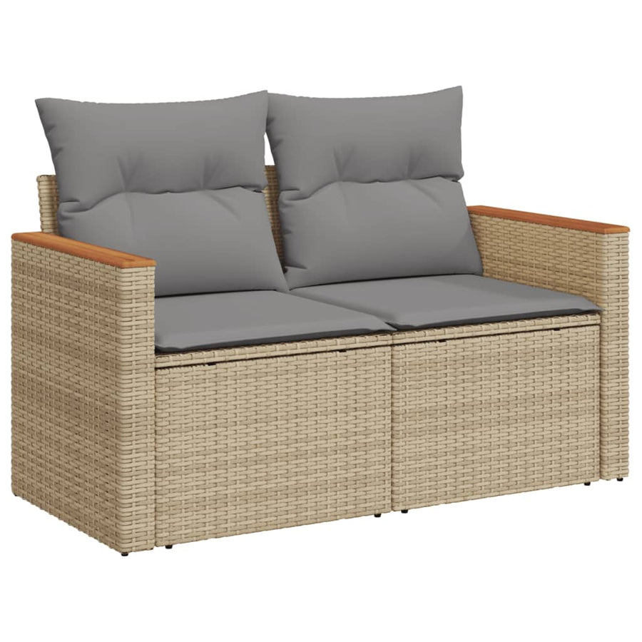 8-Delige Loungeset Met Kussens Poly Rattan Gemengd Beige