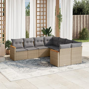 Loungeset 8-delig poly rattan gemengd beige