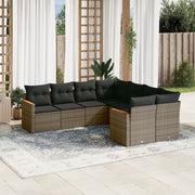Loungeset 8-delig poly rattan grijs