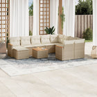 11-Delige Tuinset Met Kussens Poly Rattan Beige