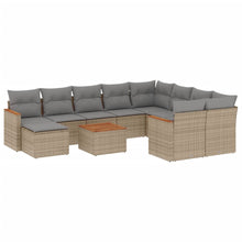 11-Delige Loungeset Met Kussens Poly Rattan Gemengd Beige