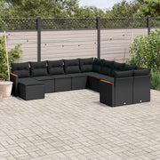 Loungeset 11-delig poly rattan zwart