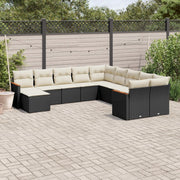 Loungeset 11-delig poly rattan zwart