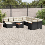 Loungeset 12-delig poly rattan zwart