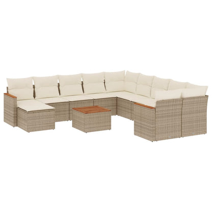 12-Delige Loungeset Met Kussens Poly Rattan Beige