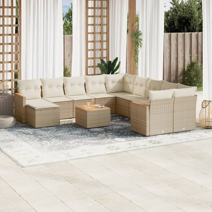 12-Delige Loungeset Met Kussens Poly Rattan Beige