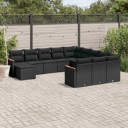 Loungeset 12-delig poly rattan zwart