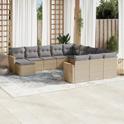 Loungeset 12-delig poly rattan gemengd beige
