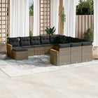 12-piece lounge set with cushions poly rattan grey