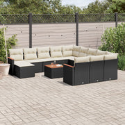 Loungeset poly rattan 13-delig zwart
