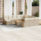 13-Delige Loungeset Met Kussens Poly Rattan Beige