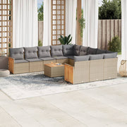 Loungeset 13-delig poly rattan gemengd beige
