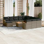 Loungeset 13-delig poly rattan grijs