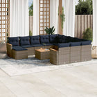 13-piece garden sofa set with cushions, grey poly rattan
