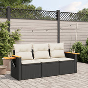 Loungeset 3-delig poly rattan zwart